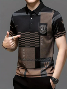 TIGERSNAKE Men Solid Polo Neck Polycotton Black T-Shirt