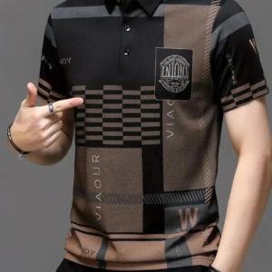 TIGERSNAKE Men Solid Polo Neck Polycotton Black T-Shirt